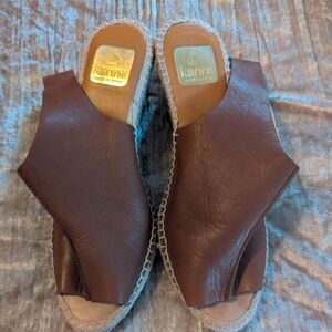 Kanna Leather Espadrilles Made In Spain Sz 38 7.5 8 Sandals